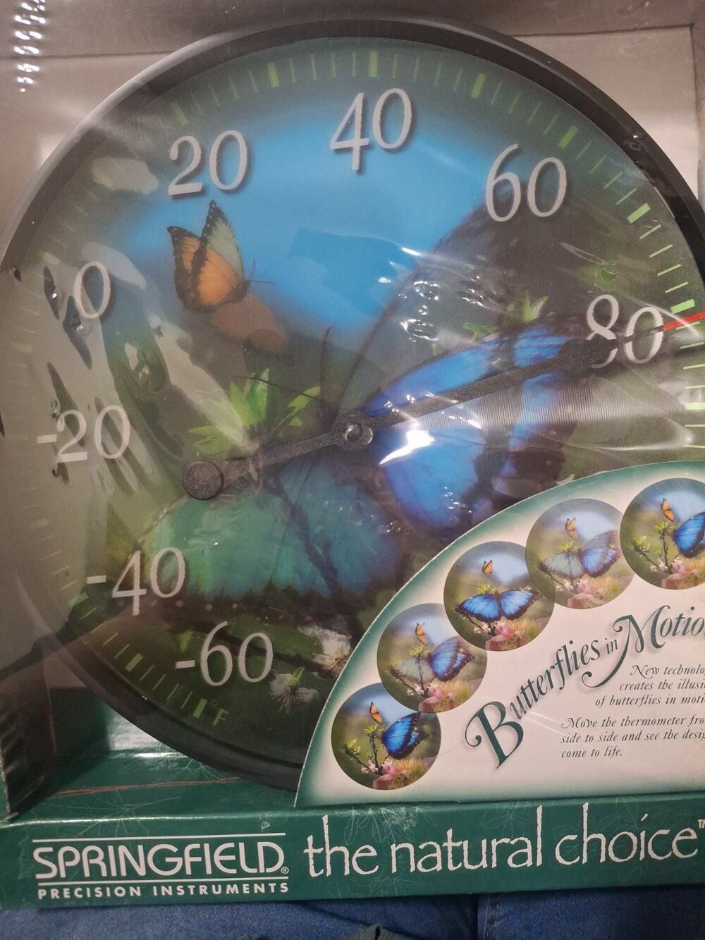 Vtg Springfield The Natural Choice 12" Butterflies In Motion Thermometer